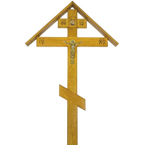 Дубовый крест на могилу «Элитный» с крышей